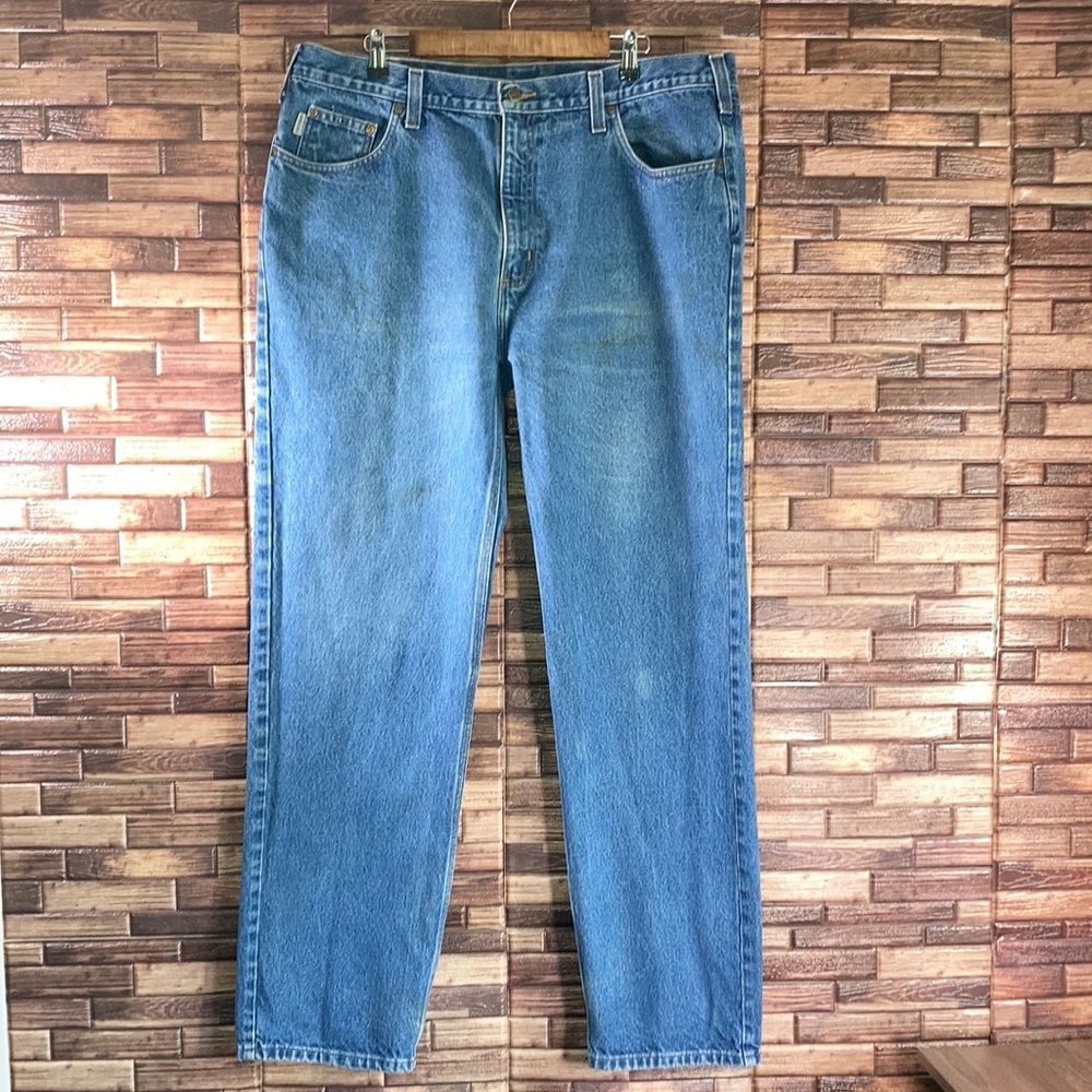 Vtg Mens Carhartt Relaxed Fit Blue Jeans Size 42x34